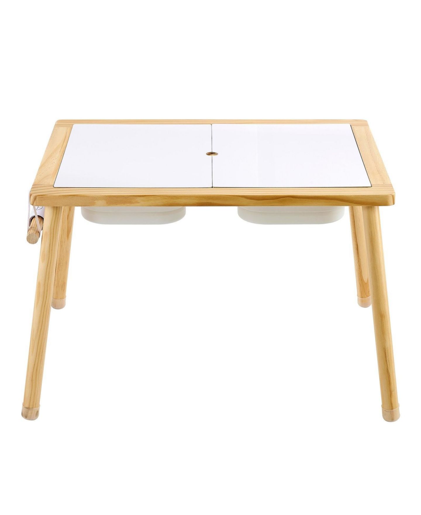Детская игрушка SUGIFT Wooden Kids Double-Sided Sensory Activity Table with 2 Stools, Non-Slip Feet, Ages 3+, цвет: Натуральный — фото 9