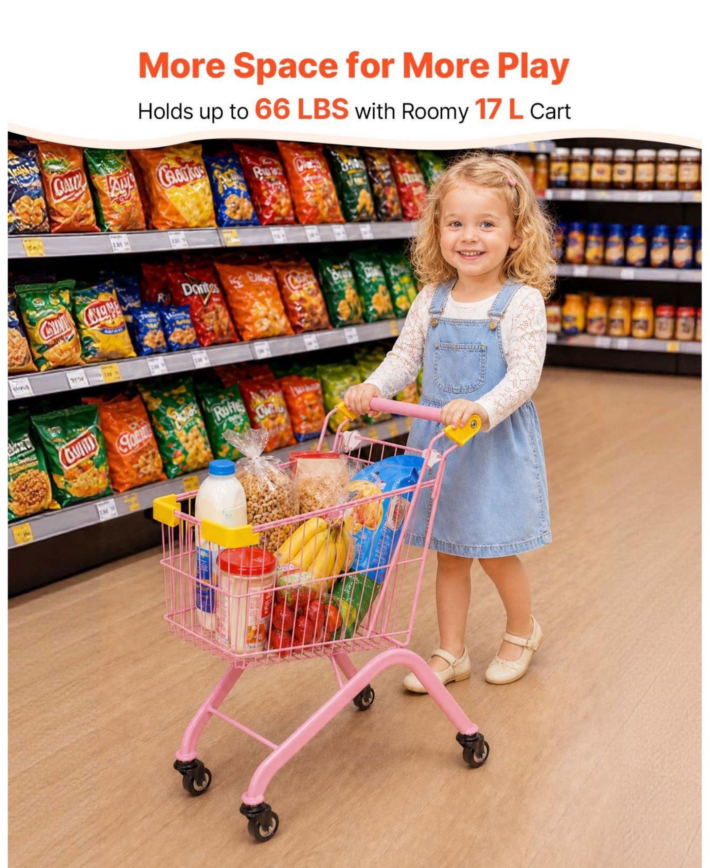 Детская игрушка SUGIFT Doll-Seat Foldable Shopping Cart, Ages 3+, цвет: Розовый — фото 8