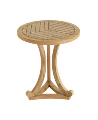  Round Wood Accent Table, Curved Tripod Base Slatted Top End Table, 17.72"D x 20.67"H