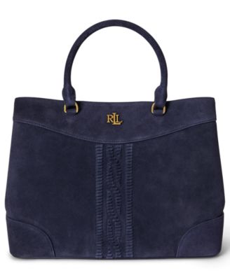 Suede Cable-Embossed Large Marcy Satchel Handbag