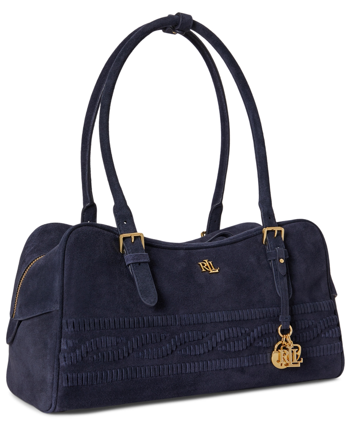 Lauren Ralph Lauren Cable-Embossed Medium Marcy Zip Satchel Bag