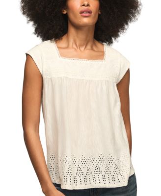Women's Square Neck Eyelet Blouse