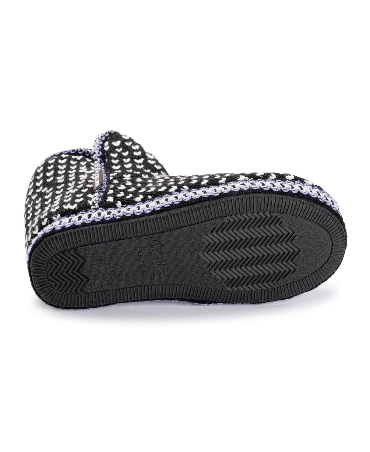 Женские тапочки MUK LUKS Leigh Bootie Slippers, цвет: Чёрный / Белый — фото 4