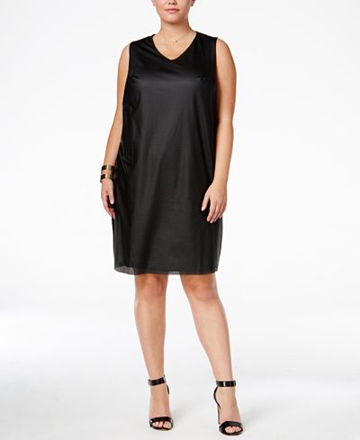 Standards and Practices Trendy Plus Size Faux-Leather Dress