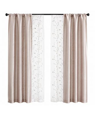 Gloria Embroidered 6 Piece Rod Pocket Coordinating Sheer Window Curtain Panels