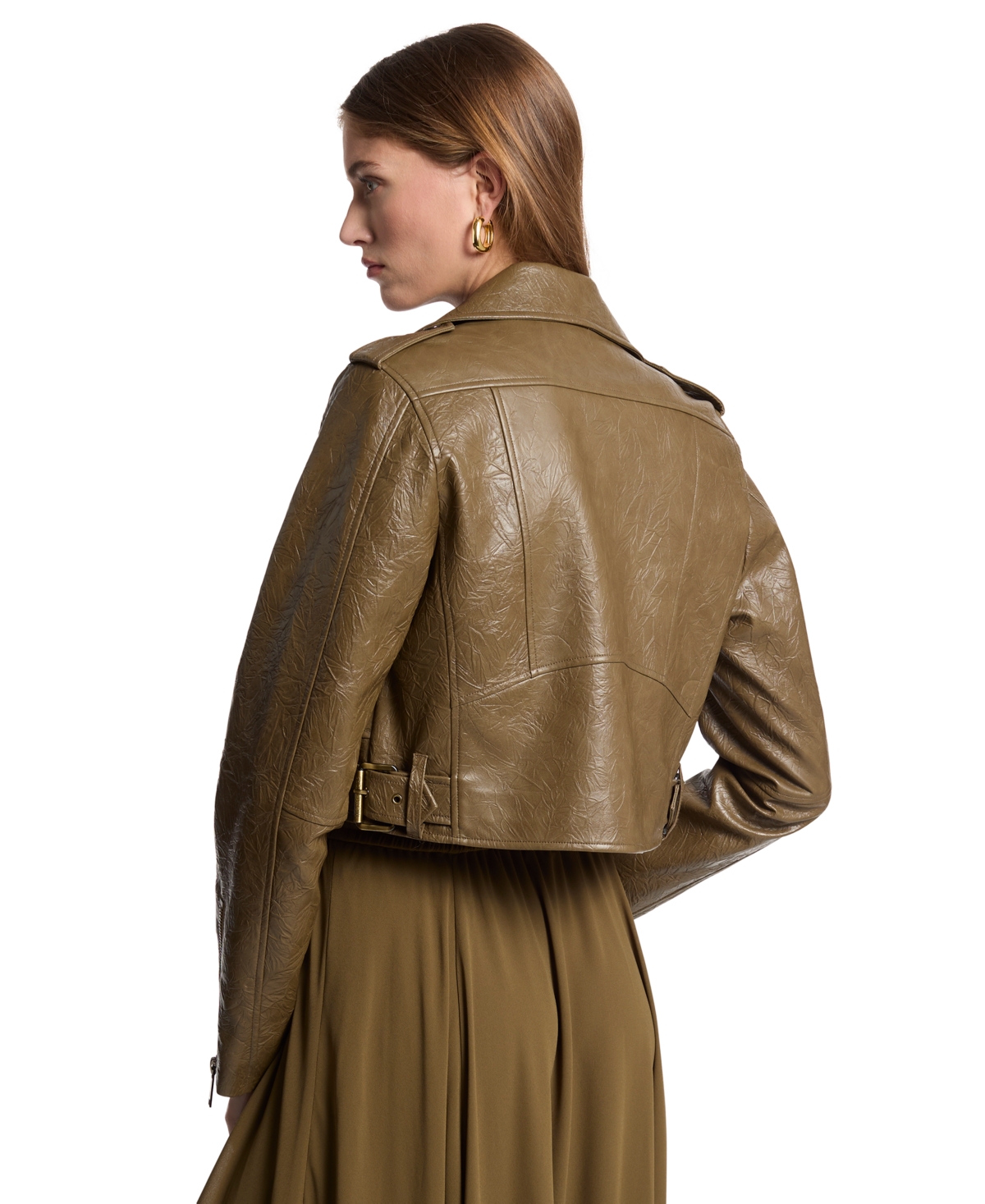 Michael Kors Women's Cropped Faux-Leather Moto Jacket