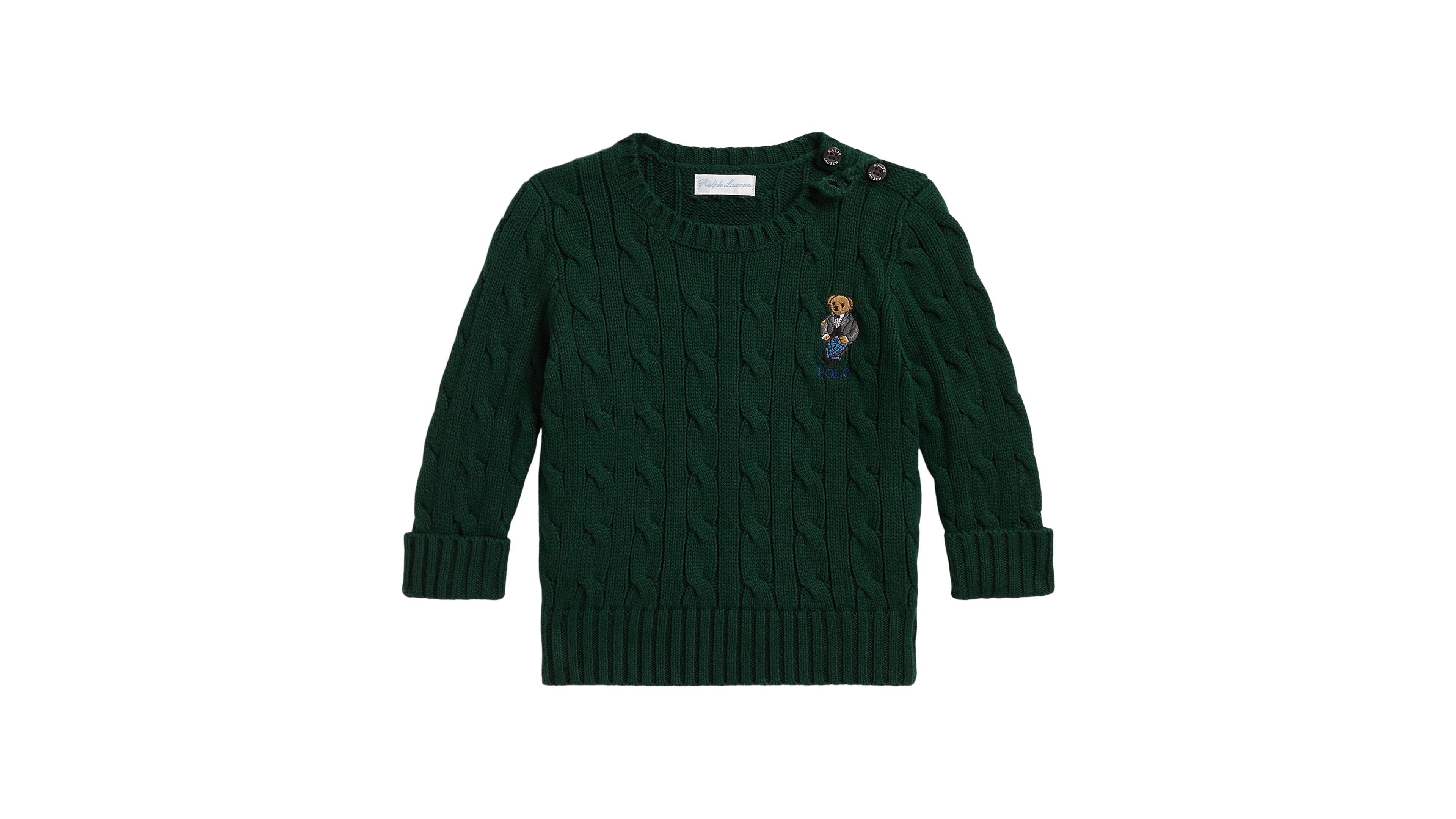 Ralph Lauren Baby Boys' Polo Bear Cable-Knit Cotton Sweater