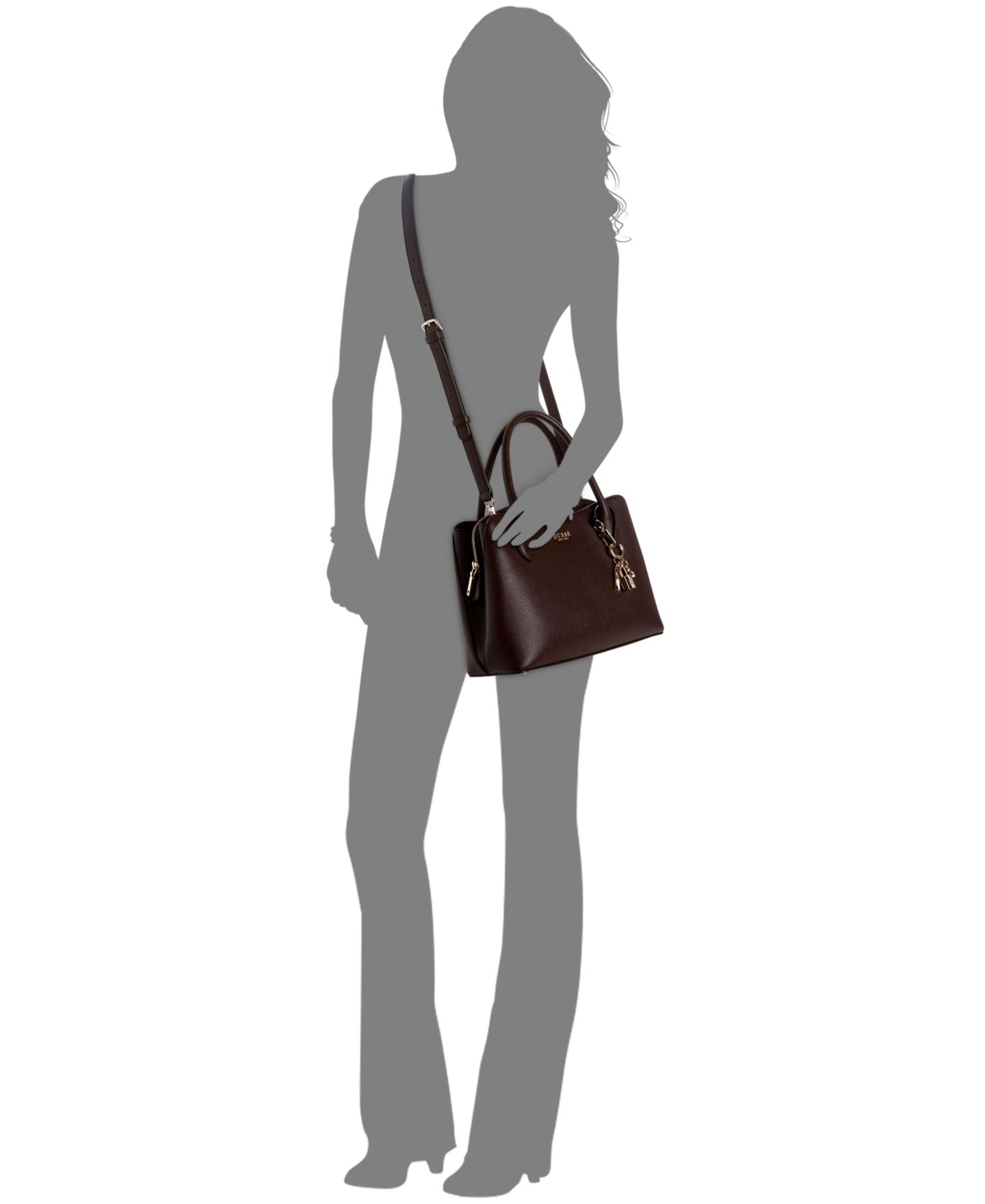 Женская сумка GUESS Bethany Girlfriend Small Satchel Handbag, цвет: Коричневый — фото 4