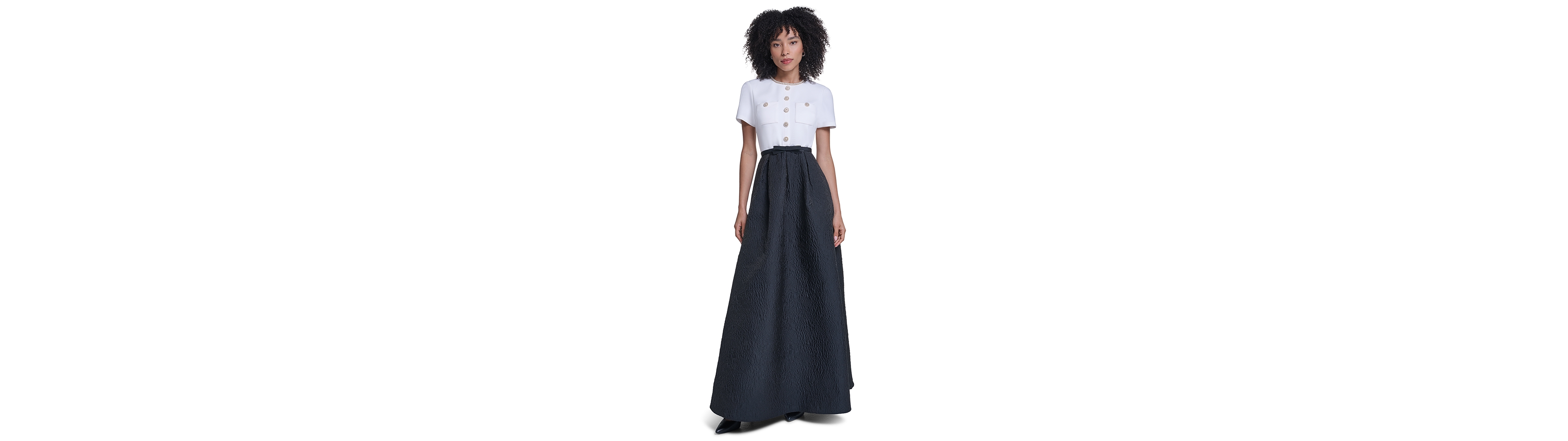 Karl Lagerfeld Paris Women's Textured Maxi A-Line Gown