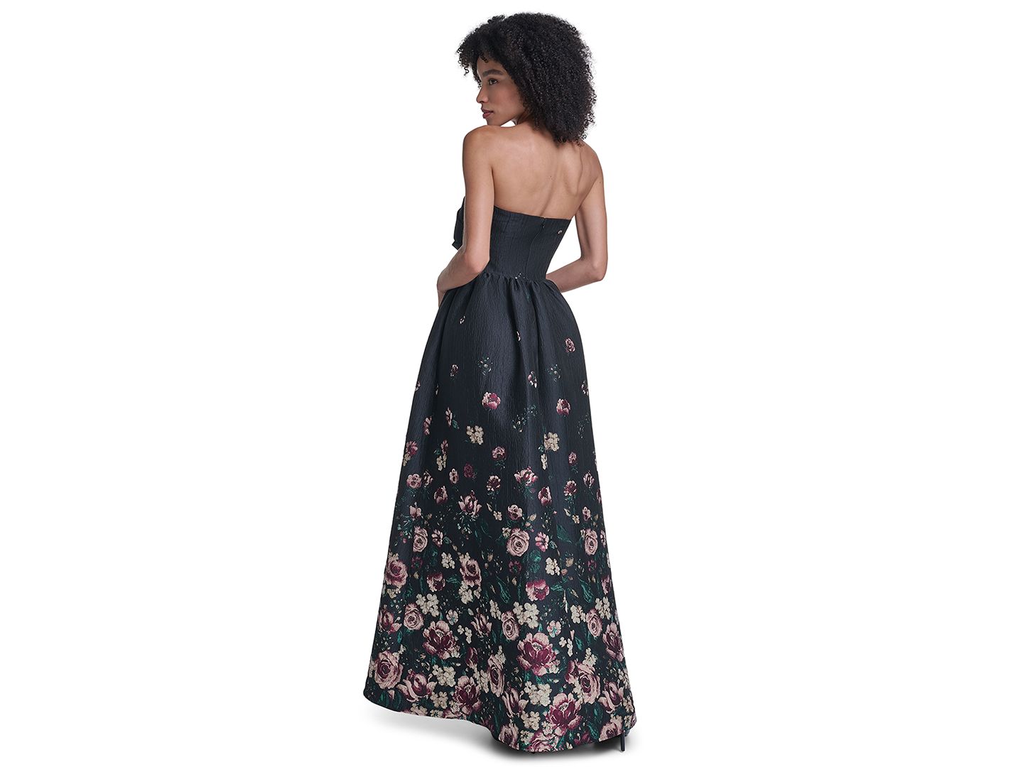 Женские платья KARL LAGERFELD PARIS Strapless Floral Gown, цвет: Чёрный разноцветный — фото 4