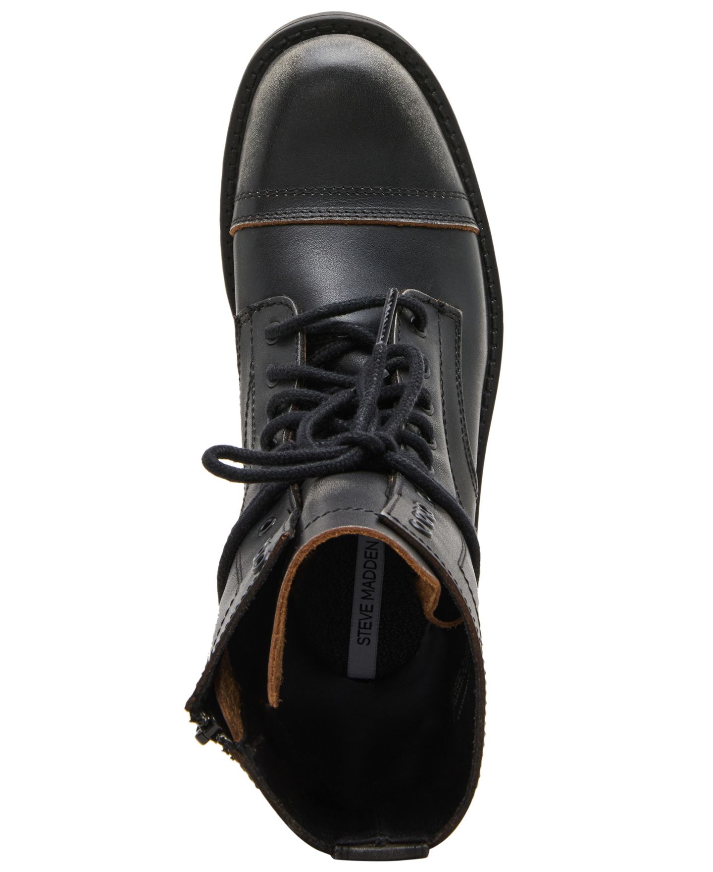 Женские ботинки Steve Madden Yukon Lace-Up Combat Booties, цвет: Чёрный кожаный — фото 4
