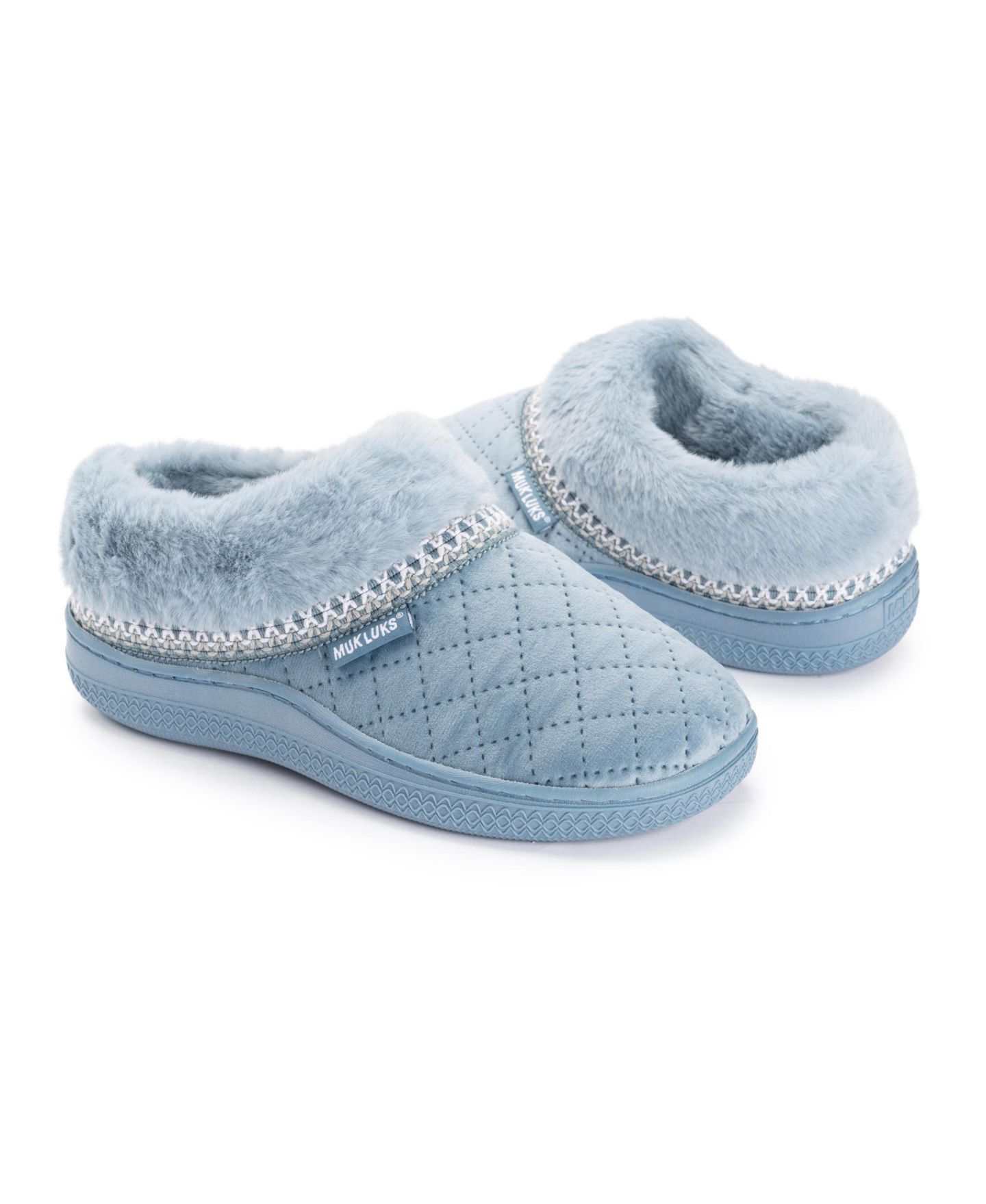 Женские тапочки MUK LUKS Charlee Velvet Clog Slippers, цвет: Синий — фото 9