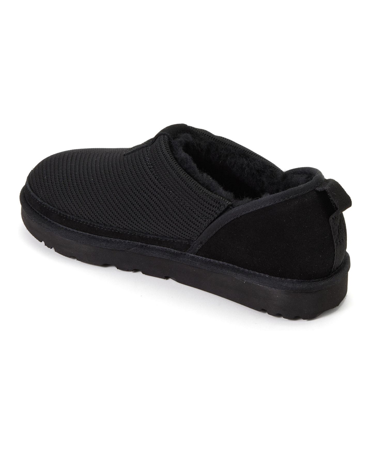 Женские тапочки Dearfoams Fireside by Sport Knit And Suede Slip On Shoetie Water Repellent Slippers, цвет: Чёрный — фото 3