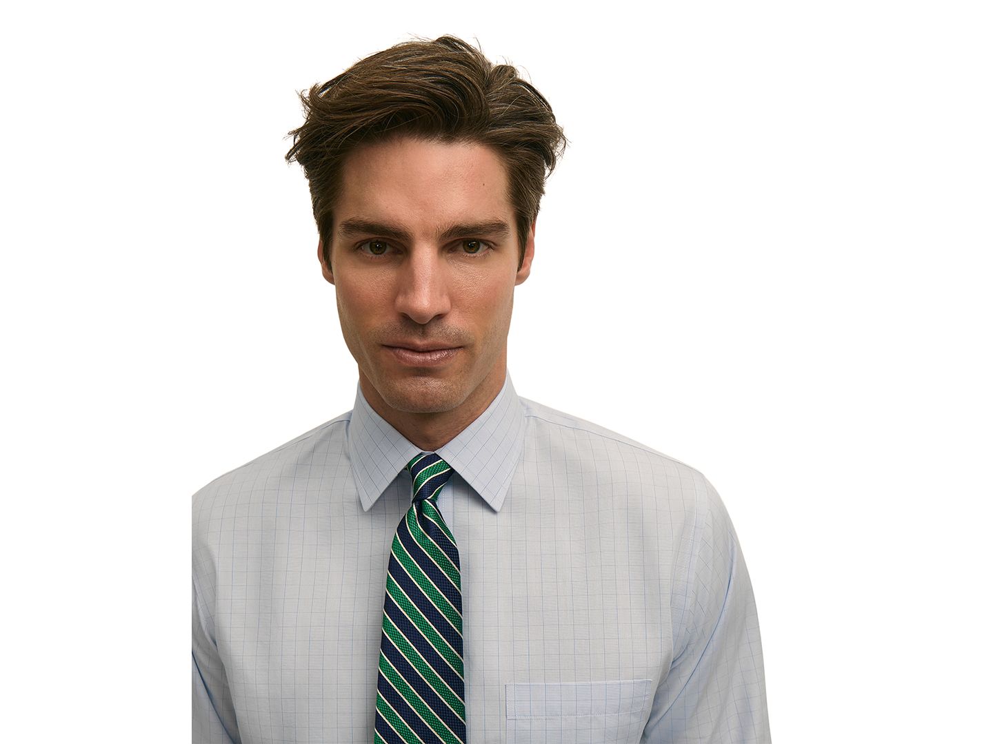 Мужская рубашка B By Brooks Brothers Spread Collar Dress Shirt, цвет: Синий, вариант 1 — фото 2