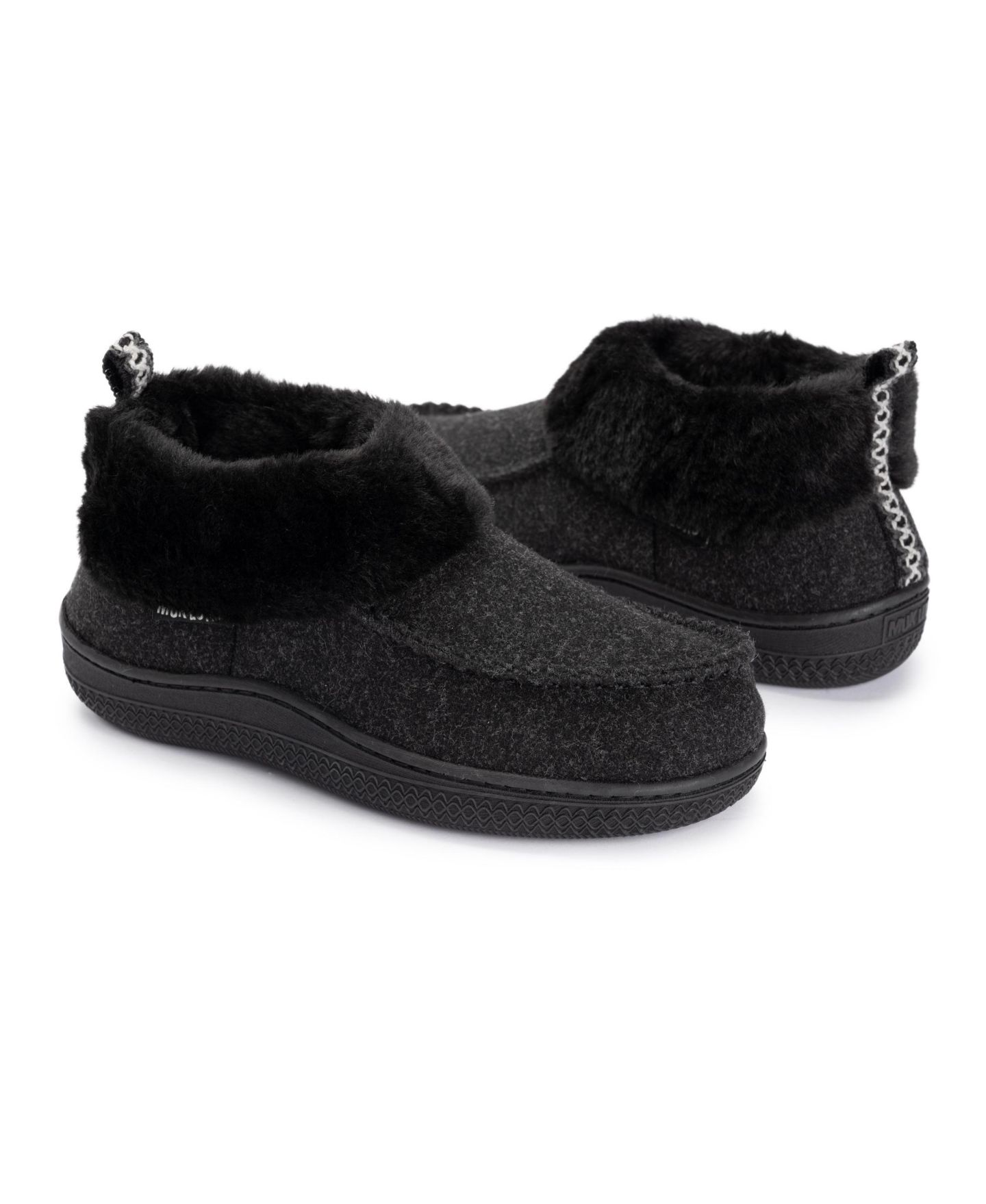Женские тапочки MUK LUKS Selah Moccasin Bootie Slippers, цвет: Чёрный меланжевый — фото 9