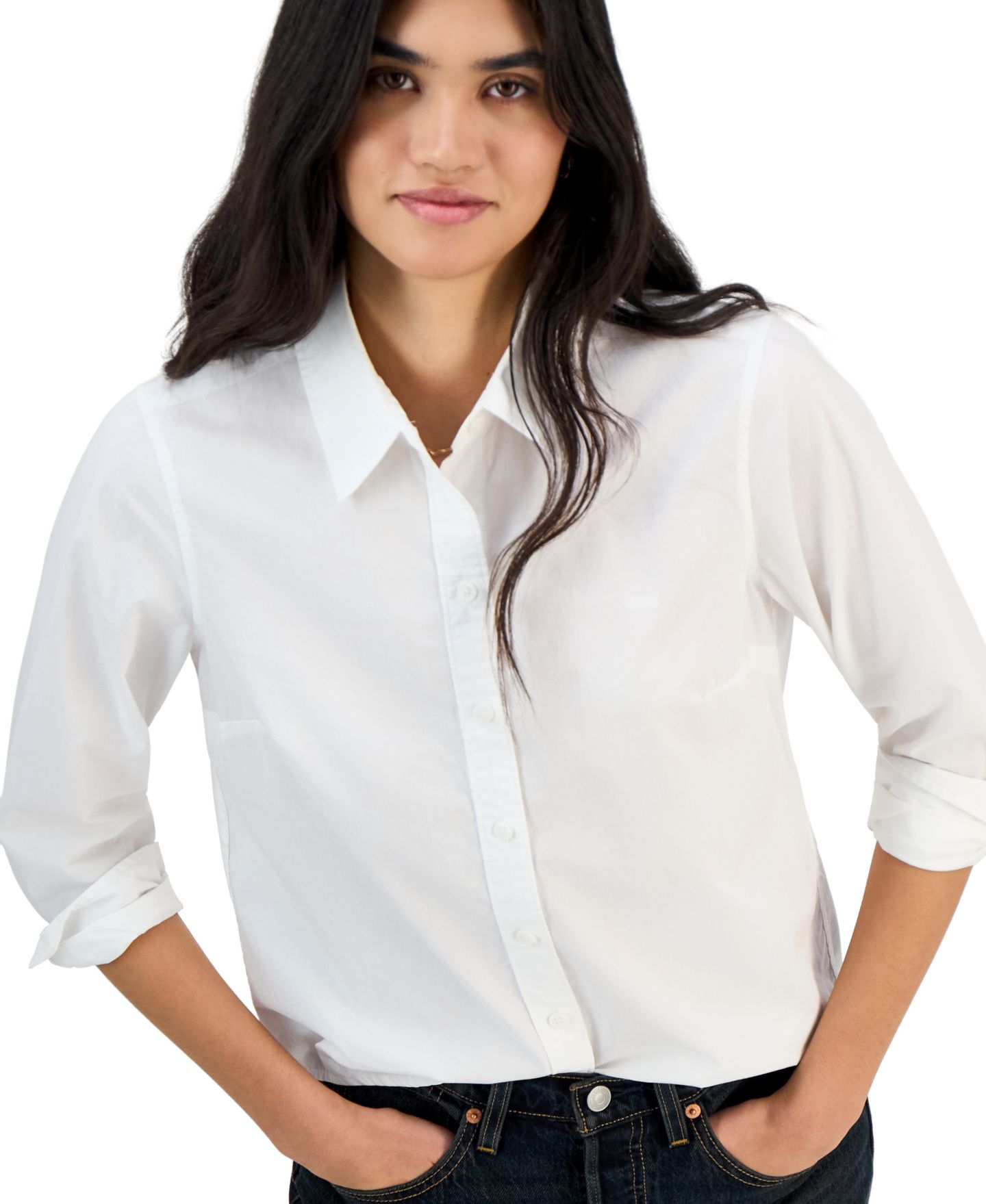 Женская рубашка Levi's Carlile Classic Poplin Long-Sleeve Shirt, цвет: Яркий белый — фото 3