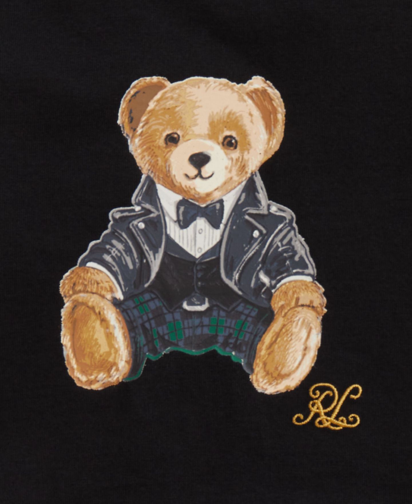 Комплект Polo Ralph Lauren Polo Bear для мальчика: свитшот и клетчатые флисовые брюки, цвет: Чёрный — фото 3