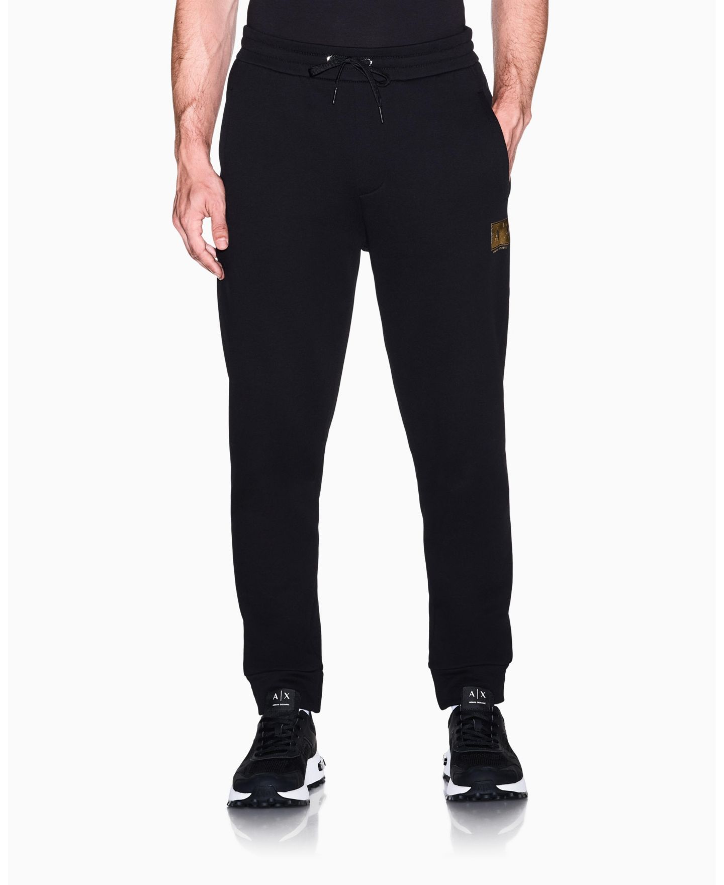 Мужские брюки A|X Armani Exchange Black And Gold Box Jogger, цвет: Чёрный / Золотой — фото 2