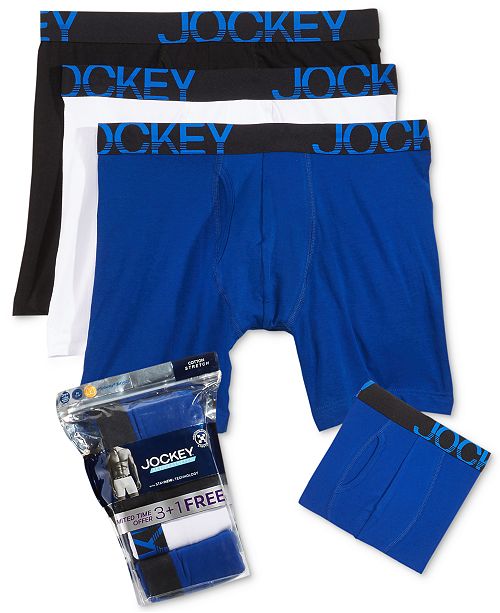 Jockey Men's 3 Pack + 1 Bonus Active Stretch Boxer Briefs & Reviews