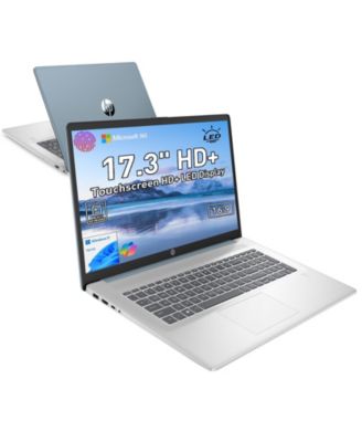 Essential 17.3" HD+ Touchscreen Laptop, Intel N100 Quad-Core, 16GB DDR4, 128GB eMMC + 512GB SSD, Wi-Fi 6, Windows 11 Home, Blue