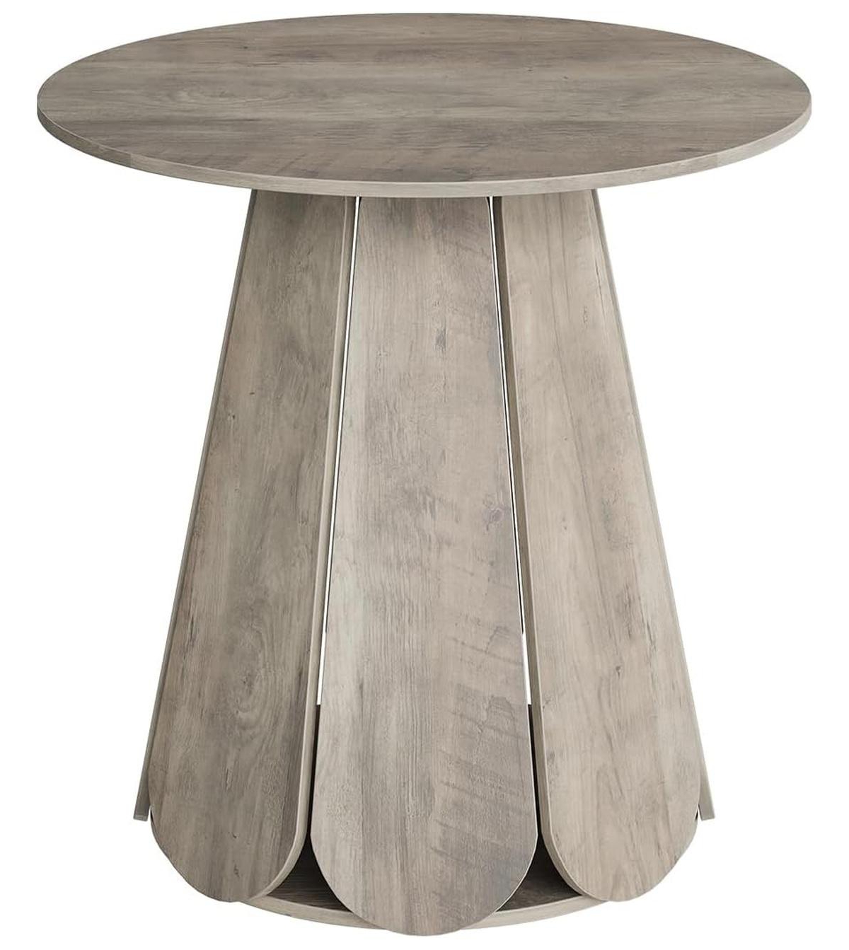 31.5" Grey Round Farmhouse Dining Table with Pedestal Base, Seats 2-4