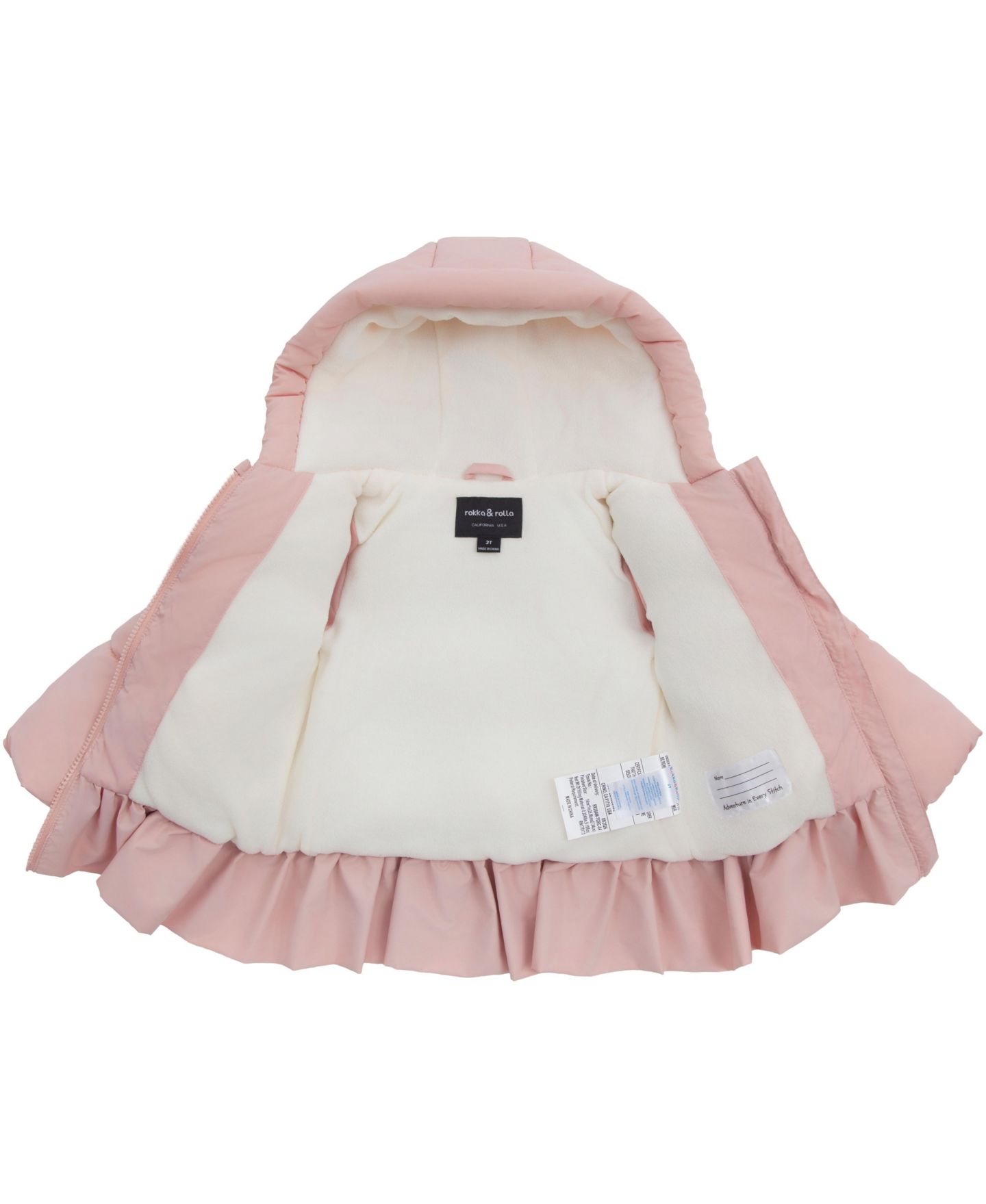 Куртка Rokka&Rolla Rosie Fleece-Lined Ruffle Puffer Coat 2T-5T для девочек-малышей, цвет: Розовый — фото 3