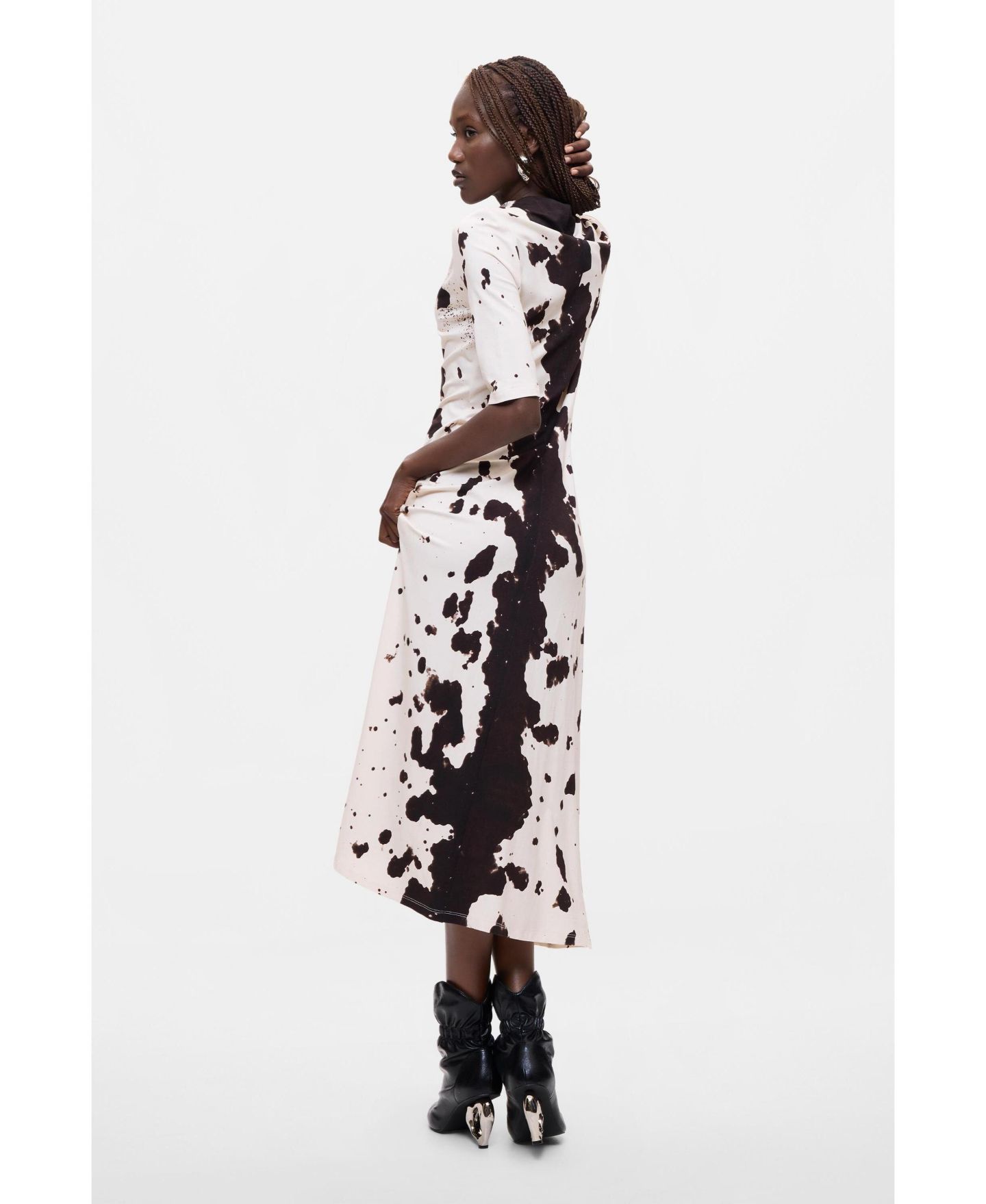 Женское платье Desigual A-Line Three-Quarter-Sleeve Midi, цвет: Молочный белый — фото 6