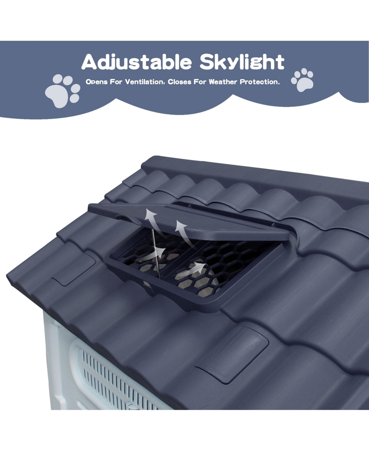 Small/Medium/Large Pp Dog Crate with Roof Window, Weatherproof Indoor Outdoor Dog House for Backyard Patio