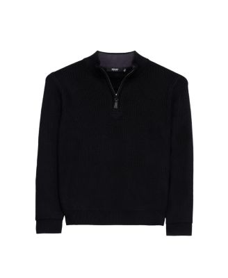 Boy's Size 4-18 Ribbed Knit Quater Zip Mock Neck Sweater