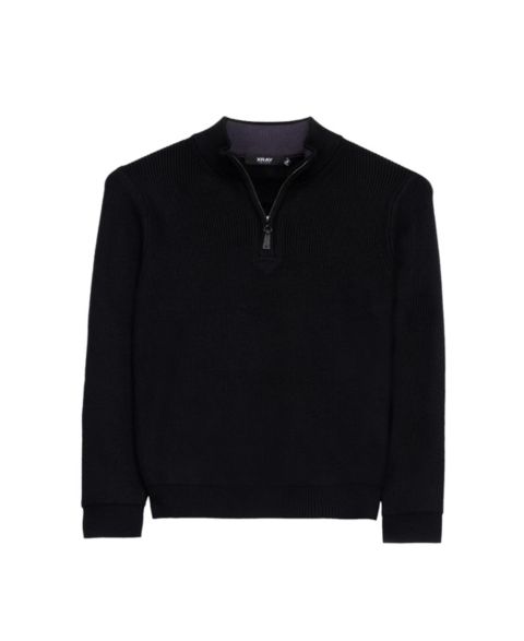 Свитер XRAY Size 4-18 Ribbed Knit Quater Zip Mock Neck для мальчиков, цвет: Чёрный