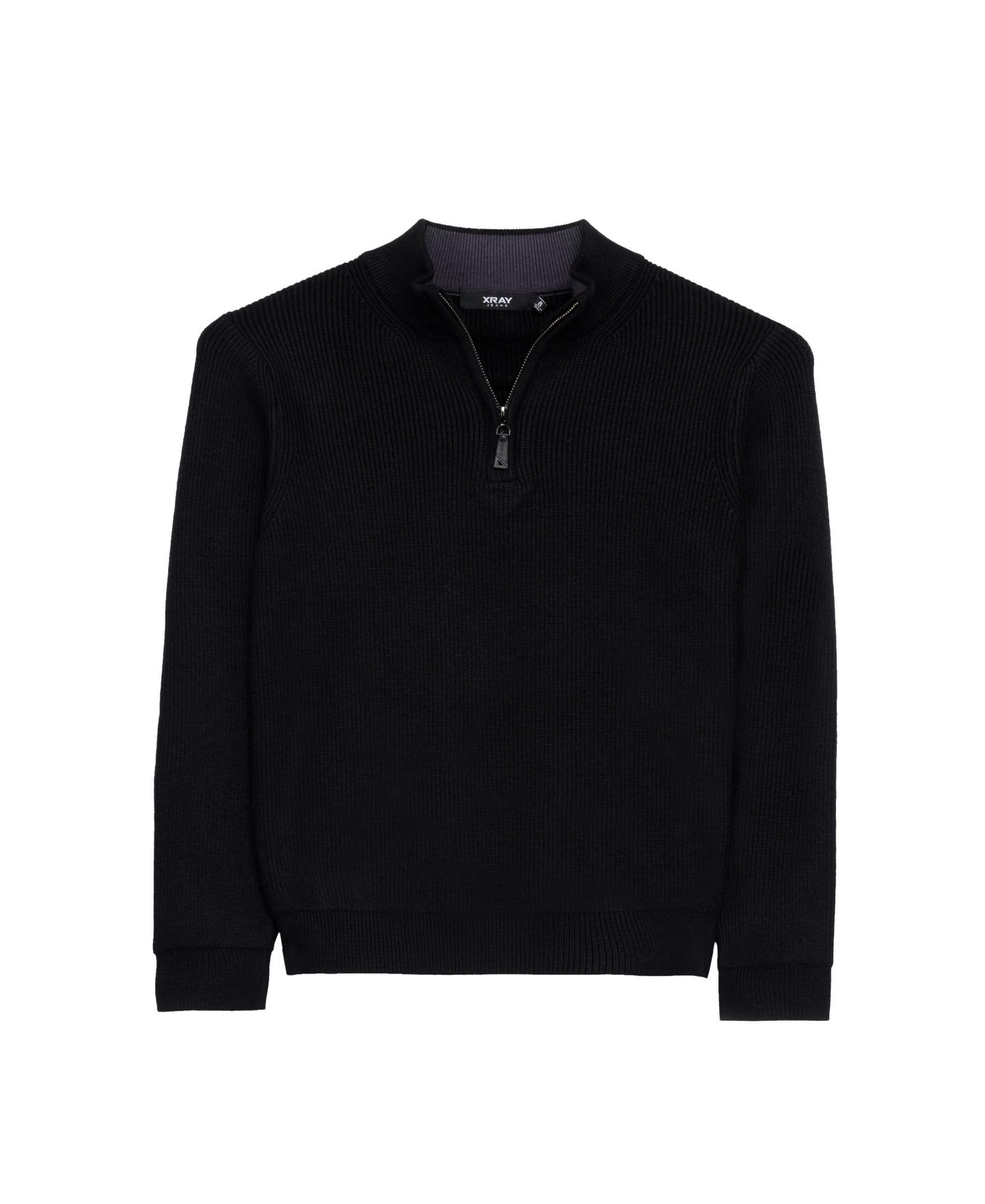 Boy's Size 4-18 Ribbed Knit Quater Zip Mock Neck Sweater