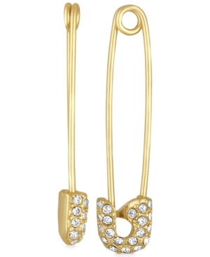 image of Rachel Rachel Roy Gold-Tone Pave Safety Pin Drop Earrings