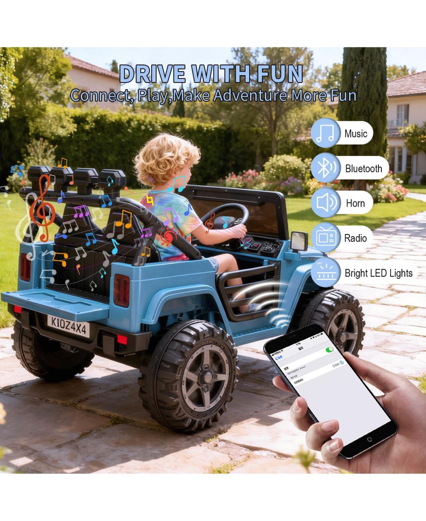 Детская игрушка homfan Double Seat 24V Ride-On SUV Remote Control Battery Powered 4WD, 3–8 лет — фото 8