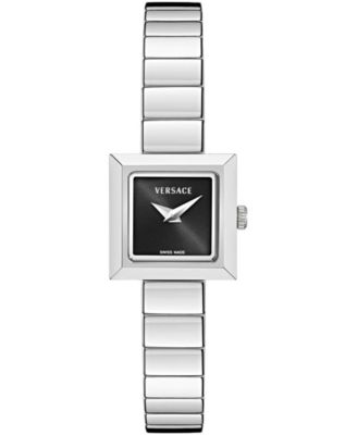 Women's V-Square Petite Silver Stainless Steel Bracelet Watch 18x18mm