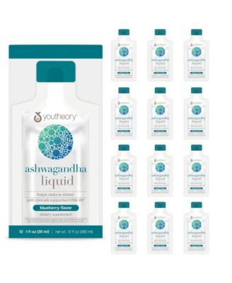 Ashwagandha Liquid  Blueberry  600 mg  12 Pouches  -  1 fl oz (30 ml) Each