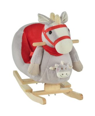 Rocking Horse Plush Fabric Lullaby Ride-On with Hand Puppet, Ages 1+