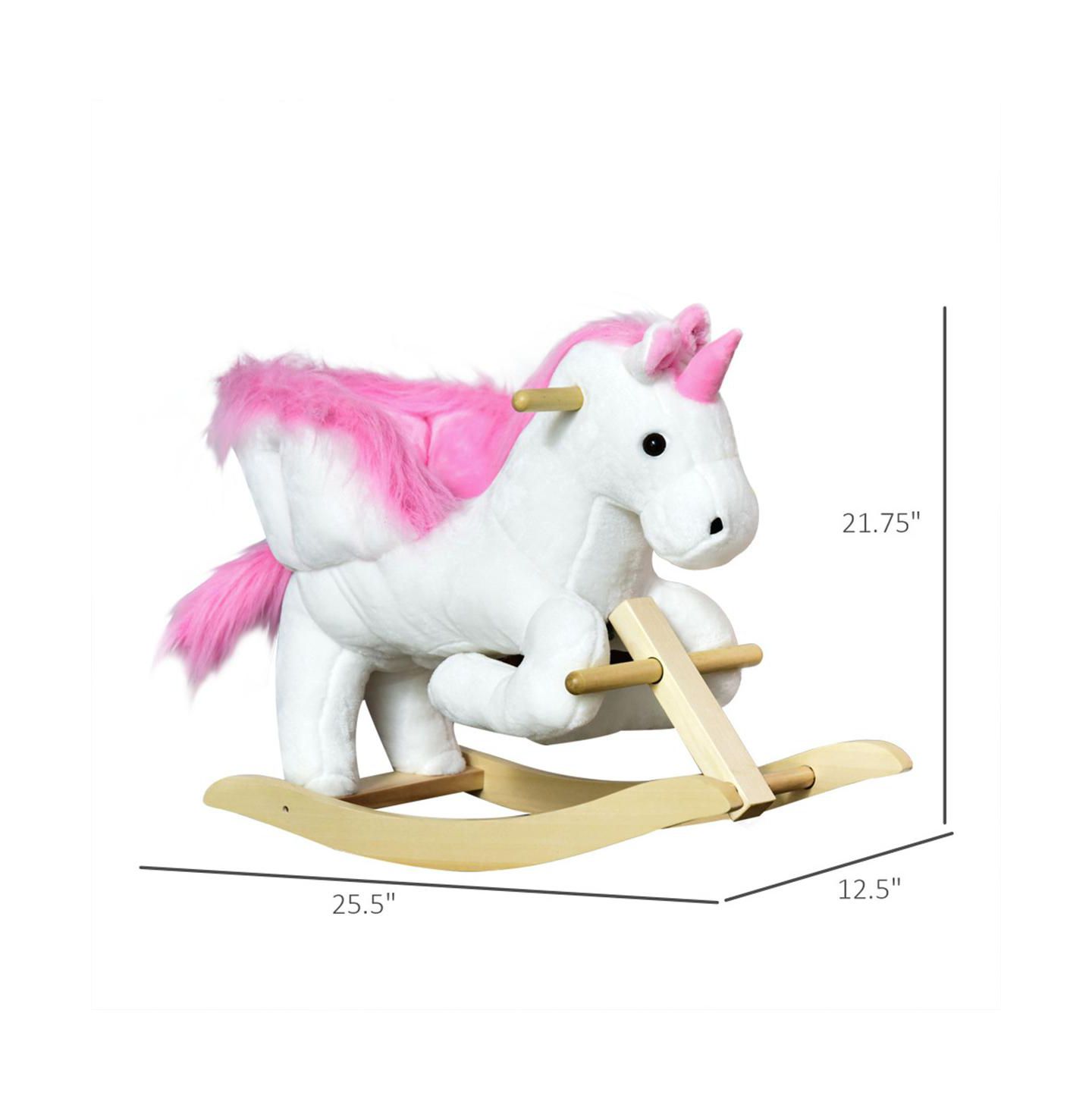Детская мягкая игрушка YOBTOP Plush Swan Rocking Horse - Wooden Plush Ride-on Toy with Lullaby Song, Easy-Grip Handles and Footrests, Reinforced Steel Frame, цвет: Розовый — фото 3