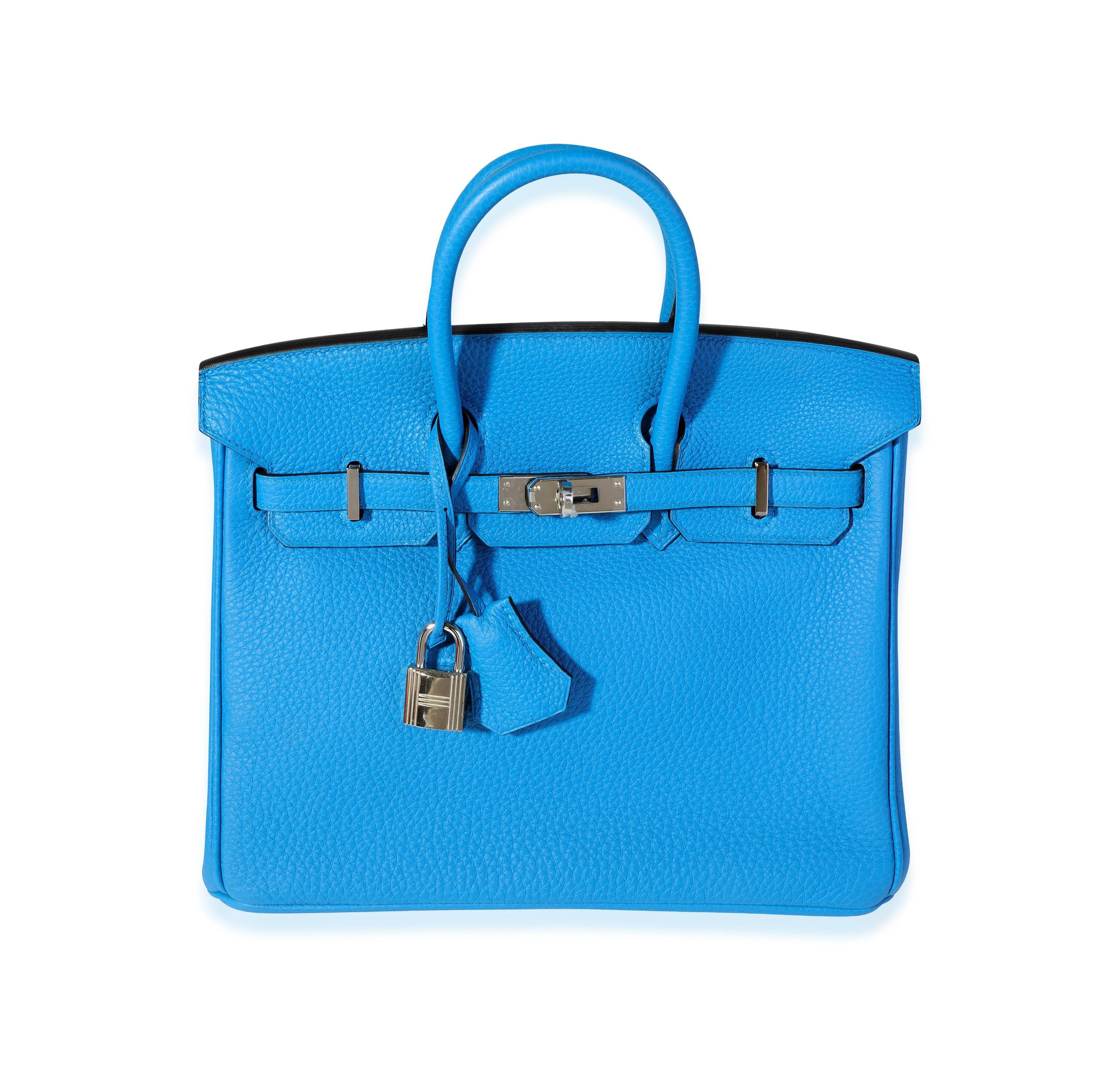 Pre-Owned HERMES Bleu Zanzibar Togo Birkin 25 Phw
