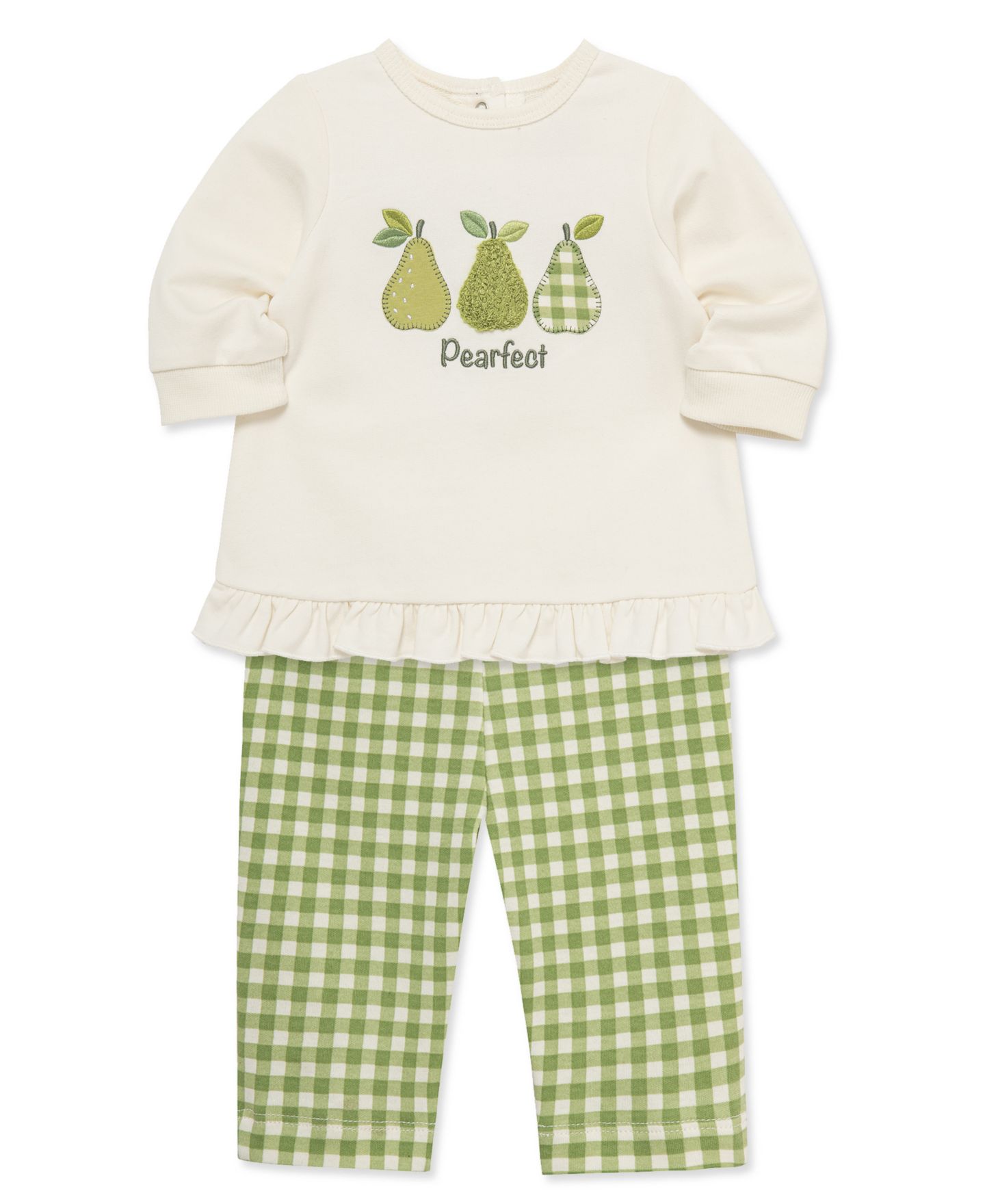 Комплект Little Me Pearfect Graphic Top and Pants, 2-Piece Set для девочек-малышей, цвет: Белый / Зелёный — фото 3