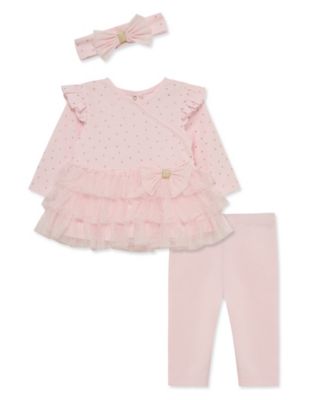Baby Girls' Dot Shine Tutu Top, Leggings and Headband, 3-Piece Set