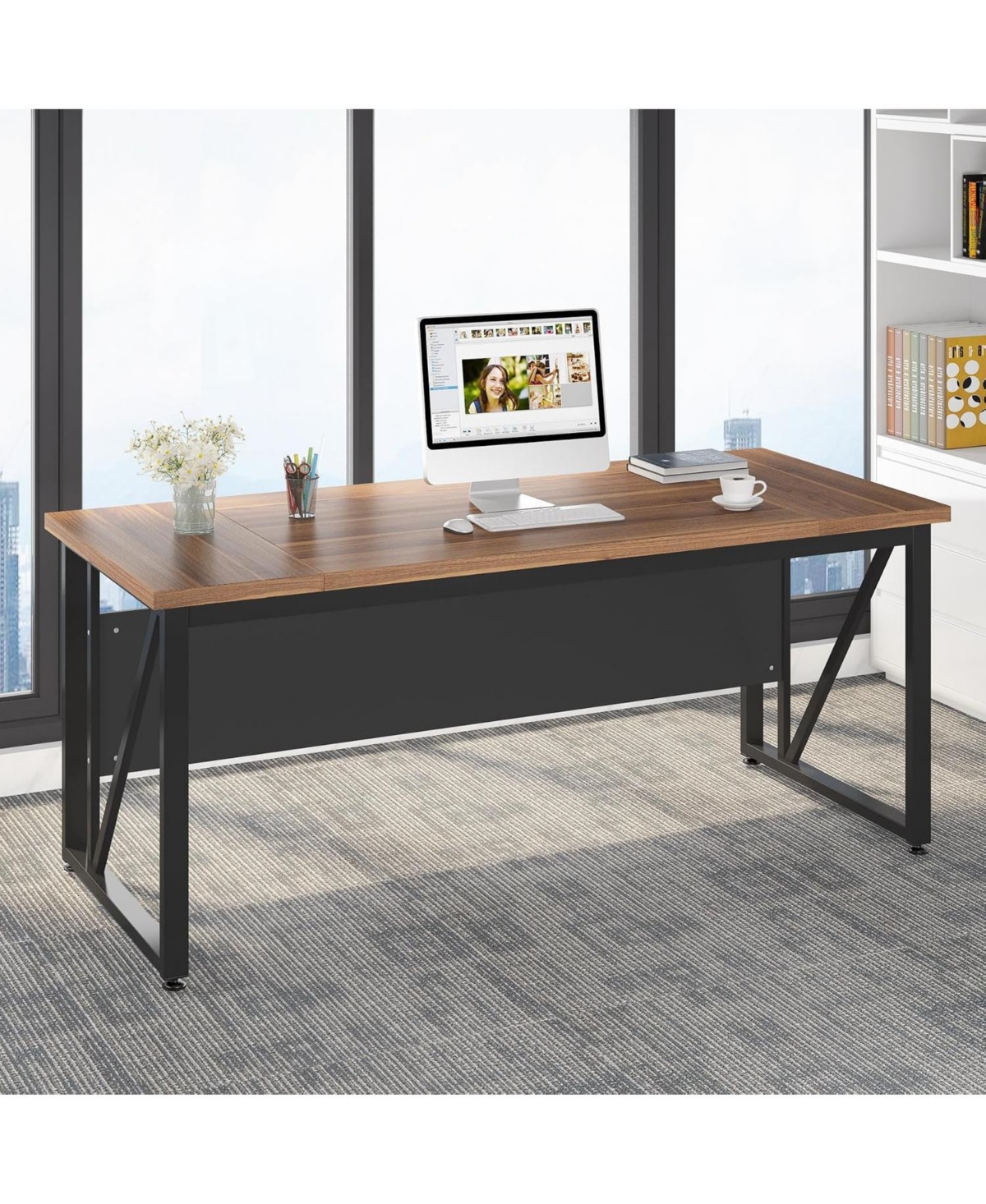 Tribesigns 63" Computer Desk with Steel Legs