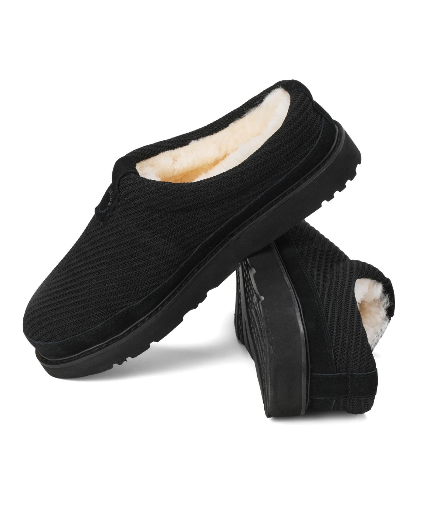Мужские сабо Dearfoams Grafton Allday Knit Water Repellent Clog Slippers, цвет: Чёрный — фото 7