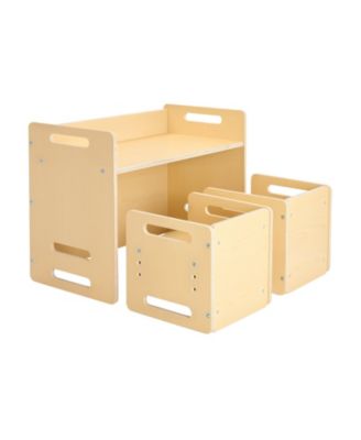 Wooden Montessori Toddler Table and Chair Set with Adjustable Height for Eating and Activities