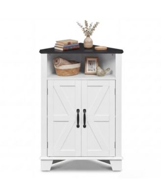 2-Door Sideboard Organizer Cabinet with Open Storage and Adjustable Shelf for Living Room