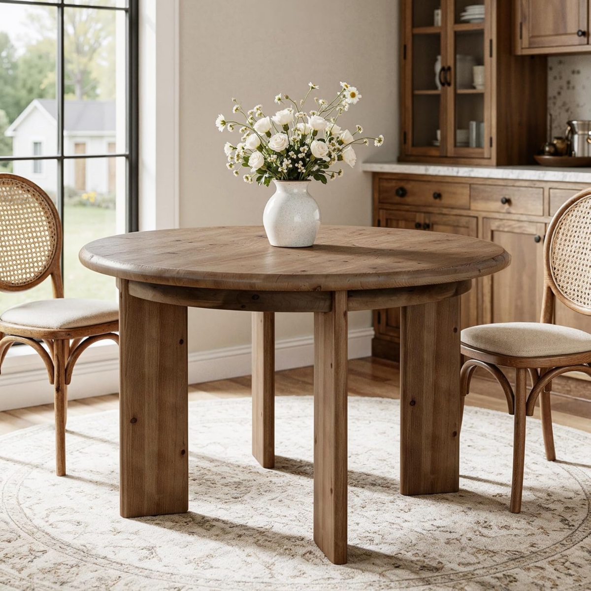 Tribesigns Dining Table for 4-6, Rustic Farmhouse Wood Kitchen Table