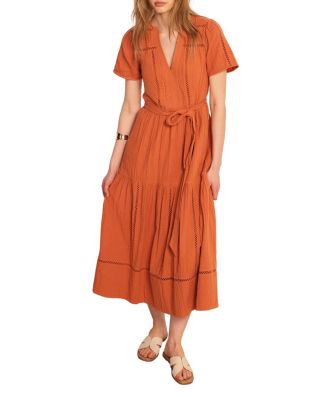 Women's V-Neck Short-Sleeve Cotton Cheesecloth Maxi Dress
