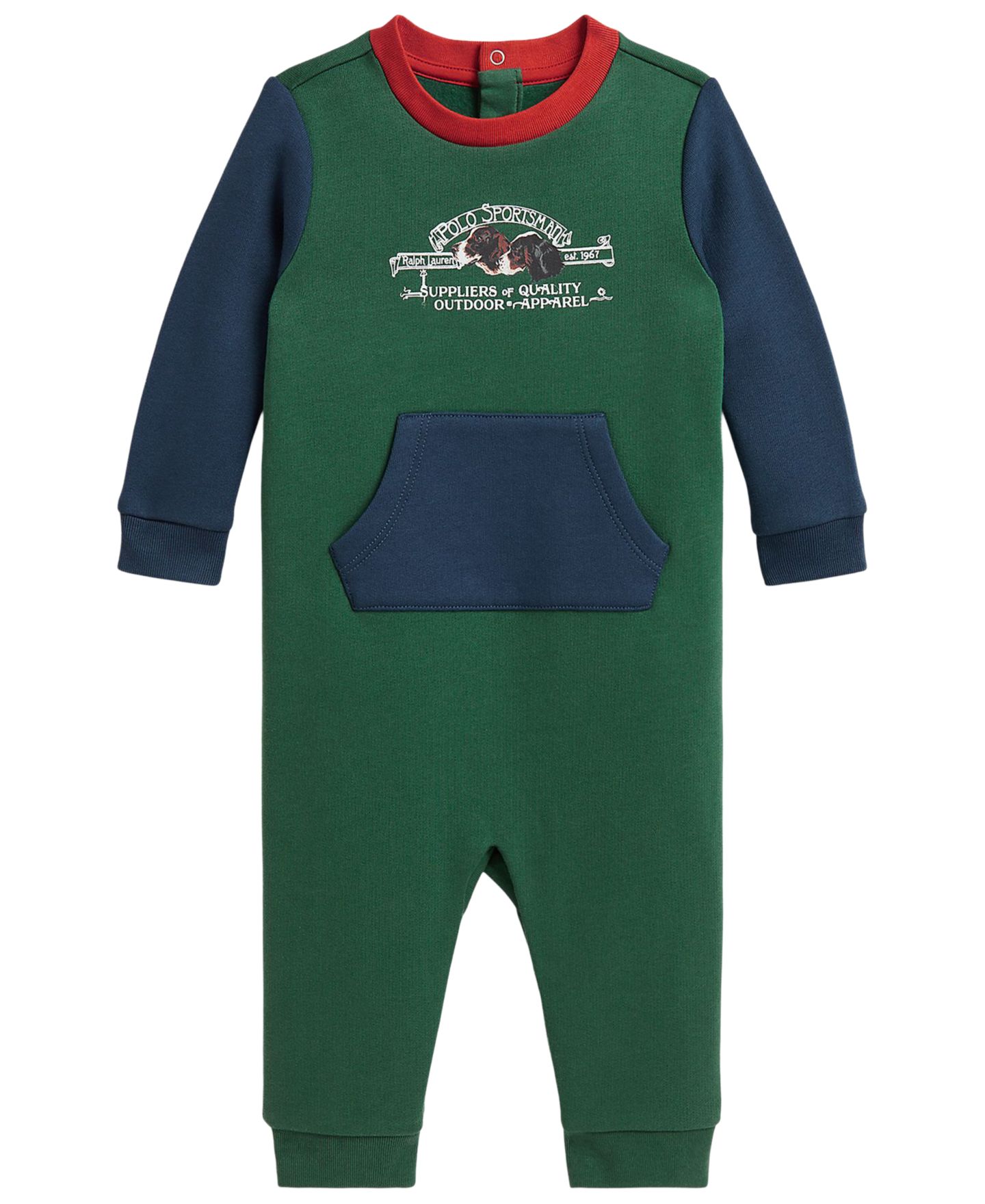 Комбинезон Polo Ralph Lauren Polo Sportsman Fleece Coverall для мальчиков-малышей, цвет: Зелёный разноцветный — фото 1