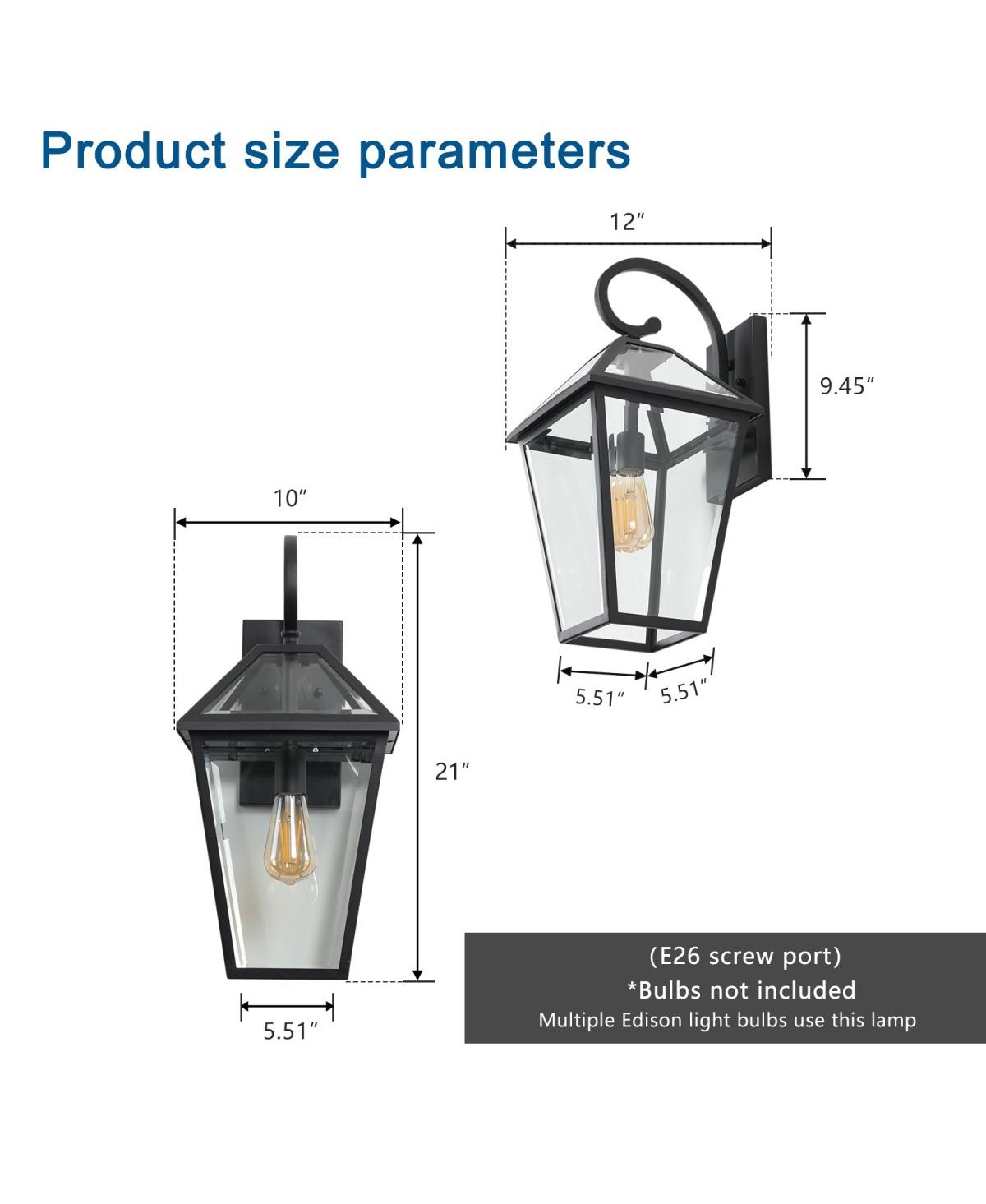 Asagikoiai 21" Outdoor Wall Lantern, Modern Waterproof Aluminum Porch Sconce