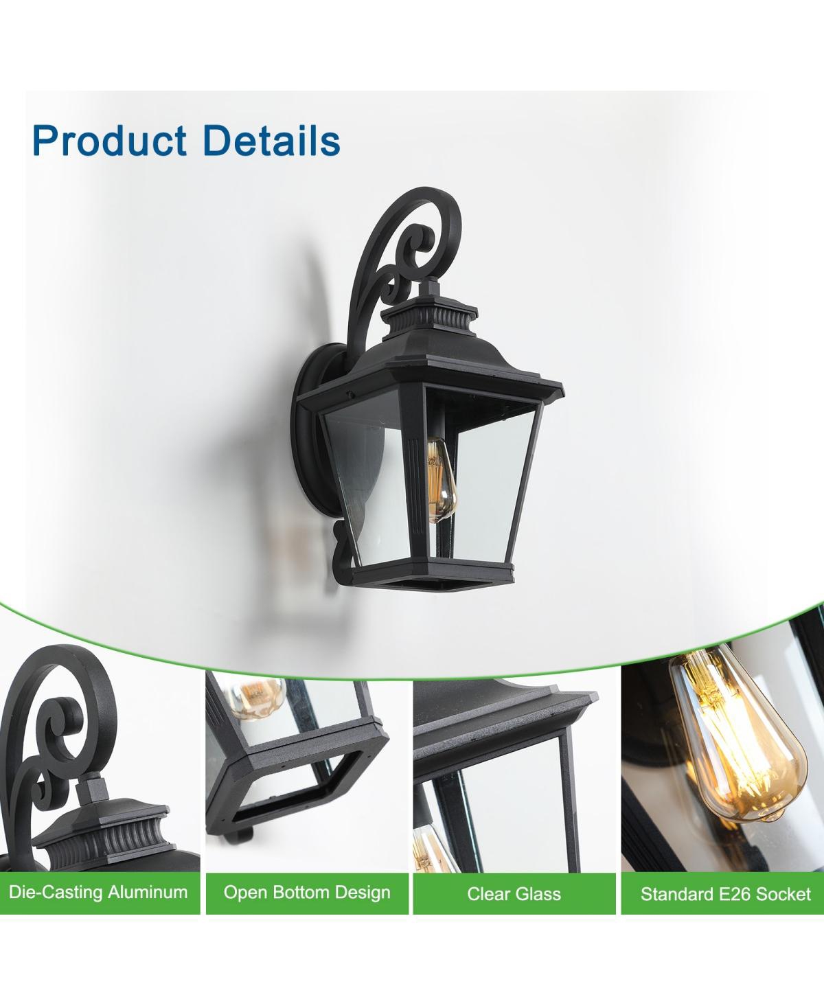 Asagikoiai 21" Farmhouse Outdoor Wall Lantern Light, Aluminum Waterproof Porch Sconce
