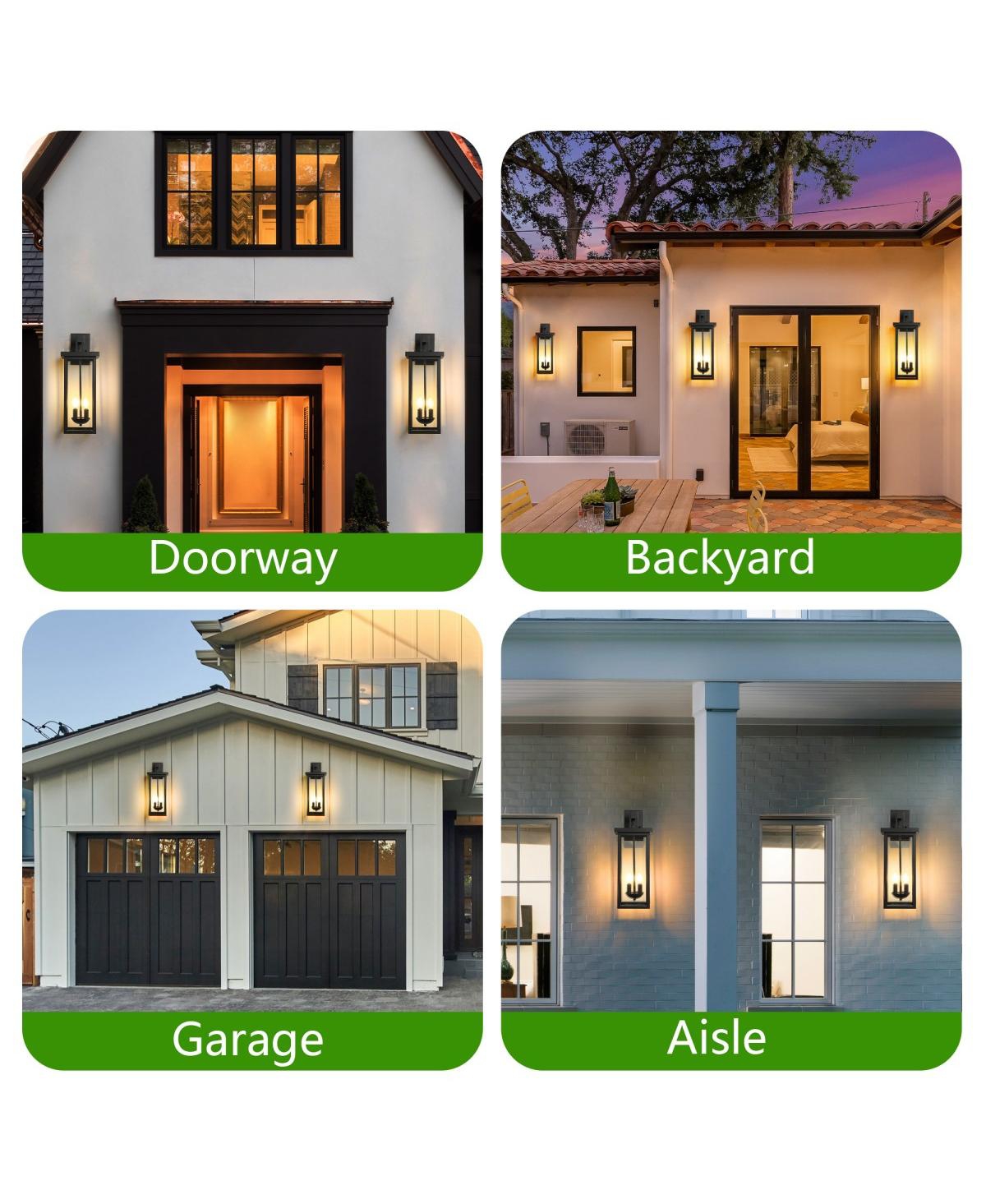 Asagikoiai 22" Dusk to Dawn Outdoor Wall Lantern, 2-Light Aluminum Exterior Sconce